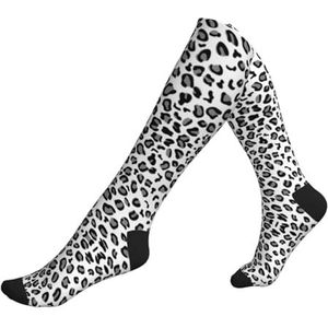 DEXNEL Zwart-witte Luipaardcompressie Sokken Voor Mannen Vrouwen 20-30 Mmhg Compressie Sokken Voor Sport Ondersteuning Sokken, 2 Zwart-2, Eén Maat