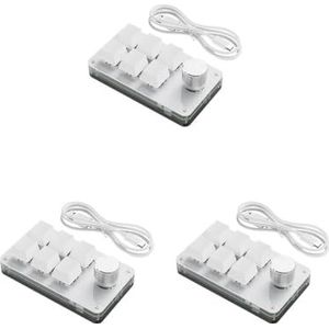 Tityvirnix 3 set 6 Knoppen Multifunctionele Gaming Toetsenbord School USB Mini Toetsenbord Programmeerbare Toetsenbord Desktop PC Laptop Accessoires Wit