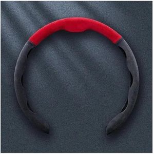 Stuurwiel Cover Voor Vw Voor Gti Voor Polo Voor Golf Voor Passat Voor Tiguan Suède Auto Stuurhoes Booster Cover Universeel Stuurhoezen(Zwart rood)