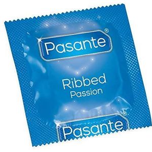 Pasante Passion (Ribbed), geribbelde condooms voor harde stimulatie, versterkte gevoelens en een bijzonder intensief orgasme, 2 x 12 stuks (verpakking van 24 stuks)