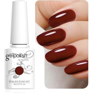 Vishine Semi-permanente nagellak, soak-off gellak, uv/led, manicure, 8 ml, donkerrood (1330)