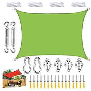 Zonnezeil Voortent Zonnescherm Rechthoekig Waterdicht UV-bescherming Buitenluifel PES Polyester Zonwering For Tuinterras Camping (Color : Green, Size : 3.6x3.6m)