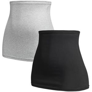Herzmutter buikband voor zwangere vrouwen nierwarmer - Set van 2 – Zwangerschap buikbanden - shirt verlenging - Rugwarmer - Zwart-Wit-Grijs - 6300 (M, Zwart | Grijs)