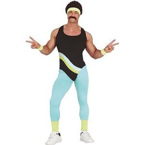 MIMIKRY Jaren 80 Neon Gymnastiek Jumpsuit Workout Heren Kostuum Aerobic-Pak Trash Bad Knop Sport Work Out, Maat: L