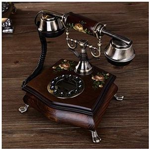 Telefoon Massief Houten Europese Telefoon Wit Zwart Home Antieke Creatieve Oude Telefoon Retro Mode Amerikaanse Handgeschilderde Patroon (Bruin)