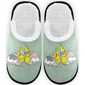 Mannen Vrouwen Slippers Baby Papegaai Pluche Voering Comfort Warm Koraal Fleece Dames Huis Schoenen Voor Indoor Outdoor Spa