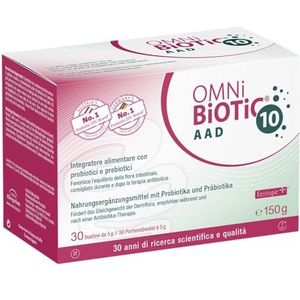 OMNi BiOTiC 10 AAD, 30 zakjes à 5 g, aanbevolen tijdens en na de antibioticatherapie, voor het evenwicht van de darmflora, poeder, met 10 probiotische stammen, veganistisch, GMO-vrij