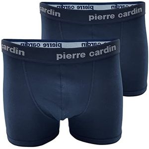 Pierre Cardin 2 boxershorts voor heren, van katoen, effen, elastisch, ondergoed in bipack, ondergoed - wit, zwart, grijs gemêleerd en blauw, model 2PCU104 (blauw, M), Blauw, M