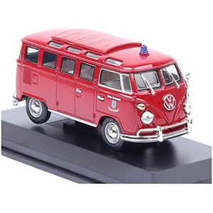 Schaal Automodel Voor 1962 Duitsland VW Microbus Politiewagen Mini Bus Diecasts & Toy Vehicles Van Model 1/43"" Cars Replica (Color : Rood)