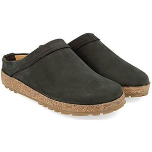 HAFLINGER Malmö Elegante klomp van leer met rubberen zool en kurk-latex voetbed, zwart, 43 EU