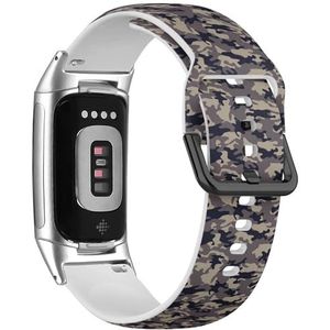 RYANUKA Sport-zachte band compatibel met Fitbit Charge 5 / Fitbit Charge 6 (Camouflage Military) Siliconen Armband Strap Accessoire, Siliconen, Geen edelsteen