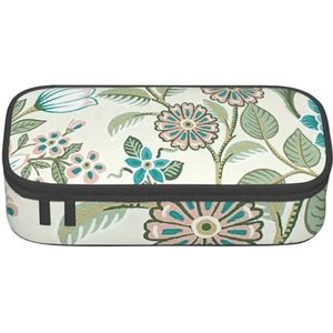 sttung Groene de Wenkbrauwpotlood Kosmetische Opbergzak van de Bloemdruk met Veelvoudige Comparti
