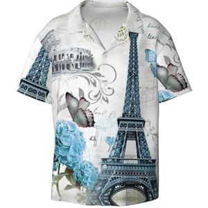 OdDdot Mooie bloemenprint heren button down shirt korte mouw casual shirt voor mannen zomer business casual overhemd, Zwart, XXL