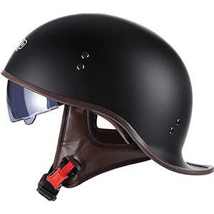 Motorhelm Braincap · Motor Half Helm Scooter Jet Open Helm met Bril voor Scooter Motorrijders, ECE Certificering (Color:H;Size:XL=(61~62CM))