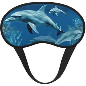 Dolfijnen blauw slaapmasker, zacht, comfortabel oogmasker met verstelbare riem, verduisterend, oogslaapschaduwhoes voor vrouwen, meisjes, mannen, reizen, yoga, dutje in ploegendienst
