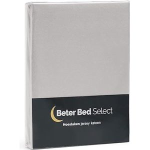Beter Bed Jersey hoeslaken - zacht en ademend hoeslaken van 100% jersey katoen - 160X200/210/220cm met een balkhoogte van 30 cm - lichtgrijs
