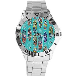 Aloha Surf Mode Dames Horloges Sport Horloge Voor Mannen Casual Rvs Band Analoge Quartz Horloge, Zilver, armband