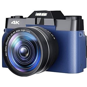 Digitale Camera, 48MP 4K Fotografie Digitale camera Flip Screen Selfie Camcorder Brede macrolens Videocamera's Time Lapse(NO TF Card,With Lens)