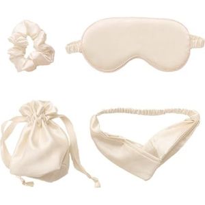 Sleep Eye Cover - 4 stuks elastische gezichtsbedekkingsset met haarscrunchie blinddoek om te slapen