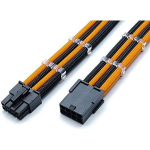 Shakmods 8-pins ATX CPU moederbord mouwen verlengkabel 30cm + 2 kabelkammen (oranje en zwart)