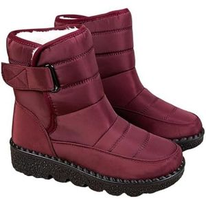 Dameslaarzen Sneeuwpluche laarzen Dames instapper Platform Damesschoenen Bont Waterdichte enkellaarsjes Dikke Botas Mujer Winterschoenen (Color : Red, Size : 43)