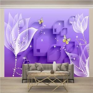 Woonkamer Achtergrond Muurschildering Paarse Bloemen Bloem Landschap Woonkamer Muurschildering Home Decoratie-150Cm×105Cm