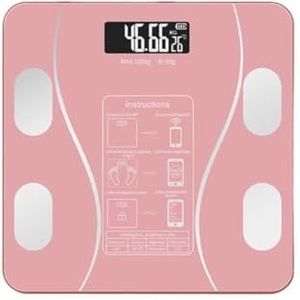 Weegschaal Nauwkeurige Lichaamsvetweegschaal Digitale Badkamerweegschaal Vierkante Elektronische Weegschaal Personenweegschaal(Pink)