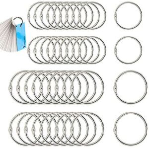 40 Stuks Bindringen, 25mm/50mm Boekringen Losse Bladen, Blad Binder Ring Metalen Boek Ringen Losse Boekring Sleutelhangerringen Binder Zilver Losse Leaf Voor Sleutelhangers Plakboek Album