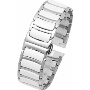 INEOUT Horlogeband Keramische riem tussen roestvrij staal 22mm 20mm horlogebandriem Compatibel met Huawei Smart Watch GT2 / Watch 2Pro / Samsung horloge (Color : White, Size : 22mm)