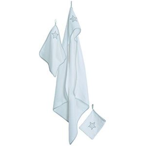 Roba Handdoekenset 'Little Stars', 3-delig, babywasset, hoogwaardige badstof, handdoek met capuchon, handdoek 30x30 cm, washandje met sterren om te baden en te onderhouden