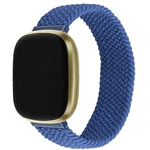 INEOUT Compatibel Met Fitbit Versa 3 Sense Band Nylon Vlecht Zachte Elasticiteit Horlogebanden Gevlochten Solo Loop Polsband Versa 3 Horloges Accessoires (Color : Blue, Size : FOR FITBIT SENSE_L)