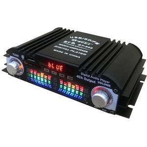 Versterker, 1600 W piekvermogen HiFi-geluidsversterker Digitale 4-kanaals audioversterker Bluetooth-speler FM-radio Ondersteuning afstandsbediening