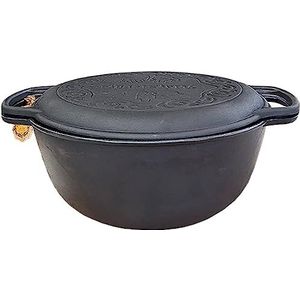 MAYSTERNYA Gietijzeren Dutch Oven - Outdoor Cooking - BBQ braadpan gietijzer - zwart (6 liter)