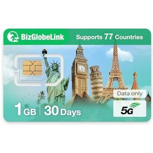 EIOTCLUB Prepaid simkaart voor reizen, internationale simkaart, compatibel met meer dan 200 landen, alleen gegevens, 5G/4G LTE, zonder abonnement, oplaadbaar, mobiele telefoons, 4G-routers en tablets