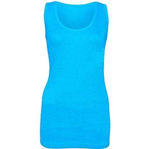 NY Deluxe Edition Womens dames plus size effen geribbelde 100% katoenen vest top zomer casual loungewear top UK maat 16-28, Turkoois, 40/Groot