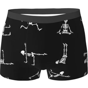 ZJYAGZX Skull Yoga Print Heren Boxer Slips Trunks Ondergoed Vochtafvoerend Heren Ondergoed Ademend, Zwart, S