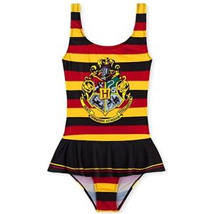 Harry Potter Badkleding voor meisjes, eendelig badpak voor meisjes, met ruches, zwemkleding voor kinderen van 7 tot 14 jaar, Rood/Goud Zweinstein, 9-10 Jaar
