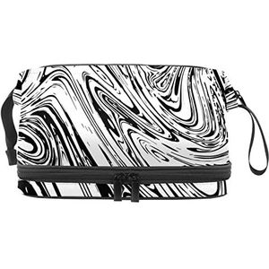 Grote capaciteit reizen cosmetische tas,Make-up tas,Waterdichte make-up tas Organizer, Marmer Zwart Wit, Meerkleurig, 27x15x14 cm/10.6x5.9x5.5 in