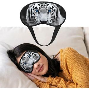 Blauwe ogen tijgeroogmasker om te slapen, zachte satijnen slaapschaduwhoes, blinddoek met elastische band, reizen, dutje, verduisterende oogschaduwhoes voor vrouwen en mannen