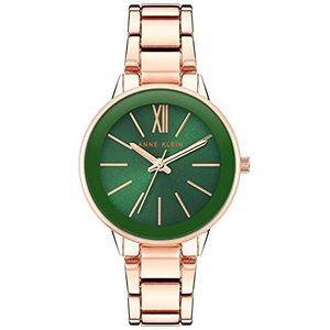 Anne Klein Dames armband horloge, Rose Goud/Groen, armband