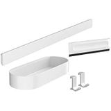 hansgrohe WallStoris - Bundelset Douche, Badkamer Accessoires set zonder boren, 4 delen, Wandframe, Opbergmand Badkamer, Douchewisser, Handdoekhaak, Douche Accessoires, mat wit, 27967700