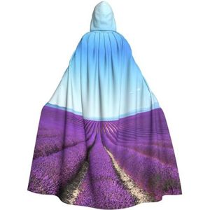 Carnavalscape met capuchon voor dames en heren, volledige lengte, cosplay-kostuum, mantel, 190 cm, romantische lavendel