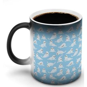 Leuke zeeleeuw Pas Magische Warmte veranderende Mok Keramische Cup Koffie Mokken Warmtegevoelige Grappige Gift aan