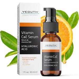 YEOUTH Vitamine C Serum voor Gezicht met Hyaluronzuur en Vitamine E, Gezichtsserum Huidverzorging voor Alle Huidtypes 30ml