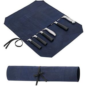 gewaxt canvas chef-kok mes roltas voor reis naar huis werk, zware mes opslag zak bestek zak tas met 6 slots