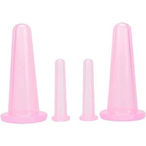 Silicone Facial Cupping Set Face and Eye Cupping Massage Kit Vacuum Massage Cup Anti-Wrinkle and Anti-Aging Natural Skin Care Beauty Tool(Pink) Healthy Products 4PCS