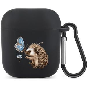 Egel Vlinder Bloem Leuke Case Voor AirPods 2&1 Schokbestendige Beschermende Hoofdtelefoon Gevallen Cover Met Sleutelhanger Voor Mannen Vrouwen