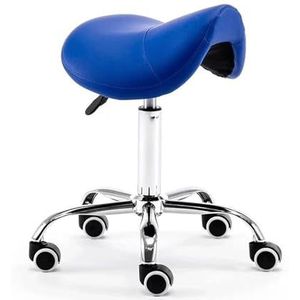 JAVPTAV Zadelkruk Stoel w/Wielen Hydraulische Lederen Zadelkruk Rolling Stoel Comfortabel 19""-23"" Hoog voor Kliniek Tandarts Spa Massage Salons Studio (Helder Blauw)