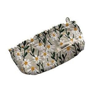 DieffematicHZB make-up tas Cosmetic Bag Women Floral Makeup Case Organize Embroidery Cosmetic Pouch Travel Toiletry Bag Corduroy Canvas Beauty Case (Color : Beyaz, Size : S)