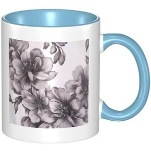 DFEPFKGOKL Bloemen grafiet koffiemok - 3D-patroon dubbele kleur keramische mokken, 325 ml tweekleurige keramische beker, grappige koffie en thee drinkbekers